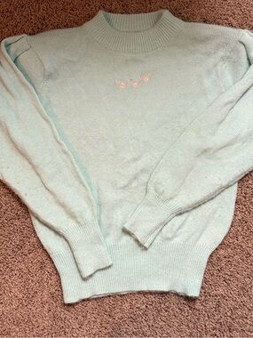 Vintage Rafferty Mint Green Floral Embroidered Knit Sweater